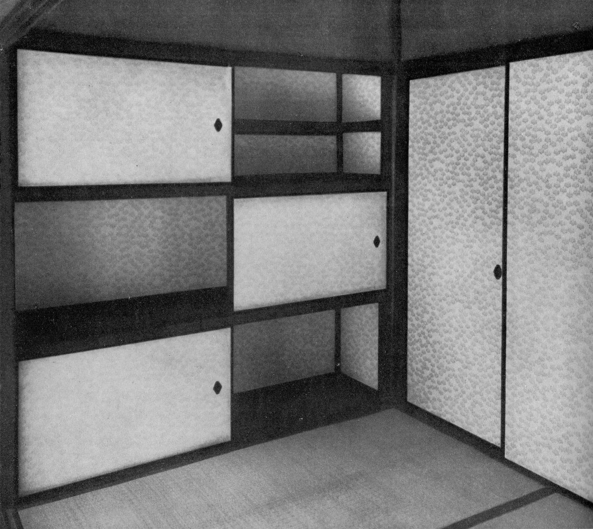 Sanjū-dana dans la pièce Ibumi-no-ma du Shin-goten, villa impériale de Katsura, Kyoto, 1952