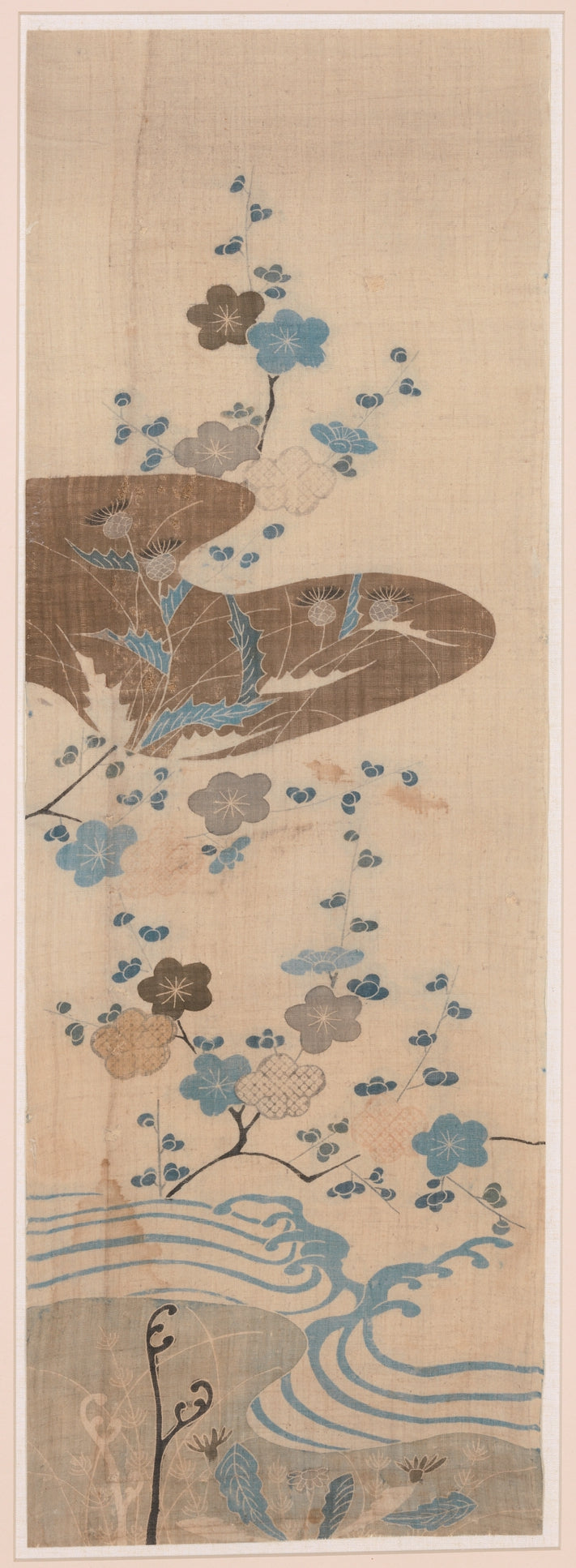 Fragment de kosode d’été en fibre libérienne (asa) à motif de vigne, Japon, The Met